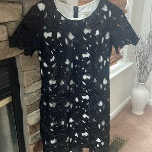 Calvin Klein black and white crochet dress